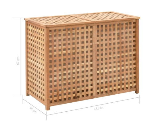 vidaXL veļas kaste, 87,5x46x67 cm, valriekstu masīvkoks