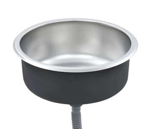 vidaXL virtuves izlietne ar notekas sietiņu un sifonu, tērauds