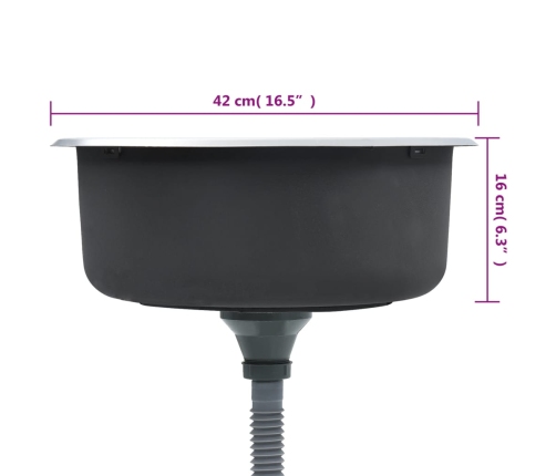 vidaXL virtuves izlietne ar notekas sietiņu un sifonu, tērauds