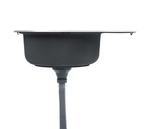 vidaXL virtuves izlietne ar notekas sietiņu un sifonu, ovāla, tērauds