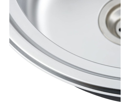 vidaXL virtuves izlietne ar notekas sietiņu un sifonu, ovāla, tērauds