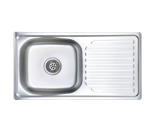 vidaXL virtuves izlietne ar notekas sietiņu un sifonu, tērauds