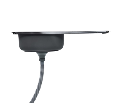 vidaXL virtuves izlietne ar notekas sietiņu un sifonu, tērauds