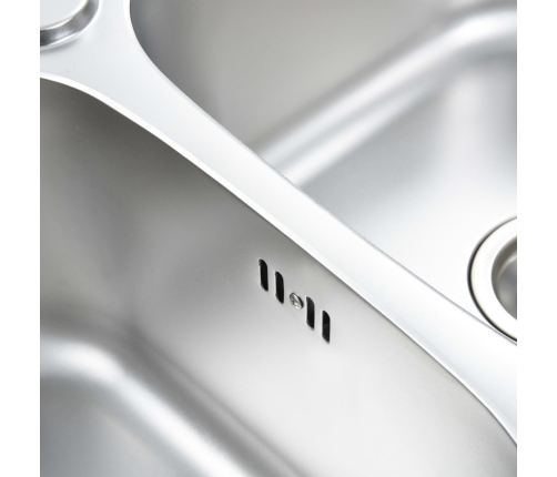 vidaXL virtuves izlietne ar notekas sietiņu, sifonu, 2 bļodas, tērauds