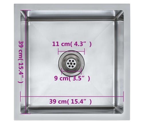 vidaXL virtuves izlietne, nerūsējošs tērauds