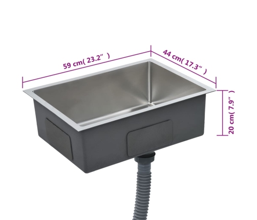 vidaXL virtuves izlietne, nerūsējošs tērauds