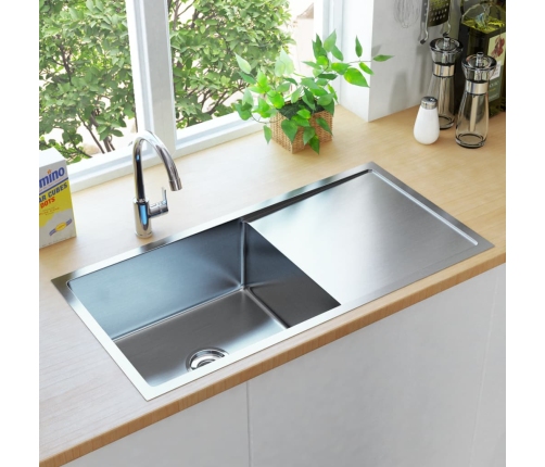 vidaXL virtuves izlietne, nerūsējošs tērauds