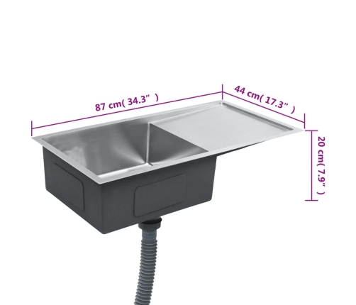 vidaXL virtuves izlietne, nerūsējošs tērauds