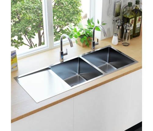 vidaXL virtuves izlietne, nerūsējošs tērauds