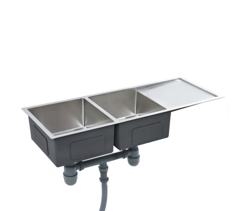 vidaXL virtuves izlietne, nerūsējošs tērauds