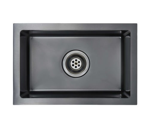 vidaXL virtuves izlietne, nerūsējošs tērauds, melna