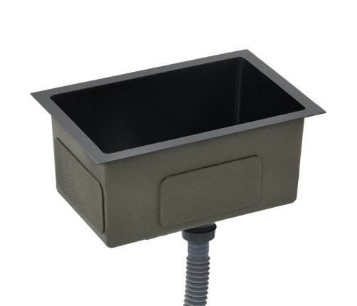 vidaXL virtuves izlietne, nerūsējošs tērauds, melna