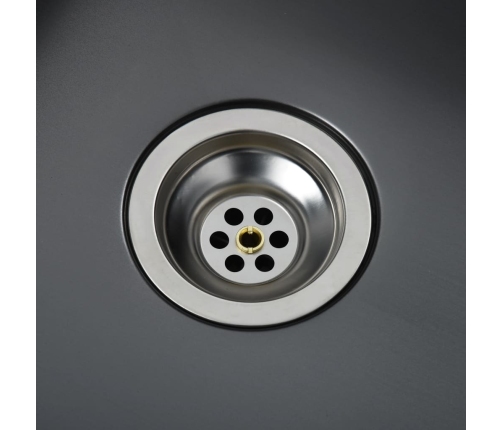 vidaXL virtuves izlietne, nerūsējošs tērauds, melna