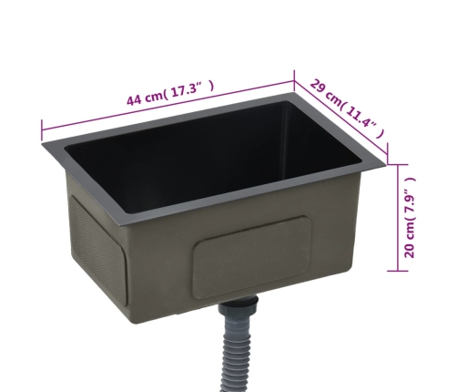 vidaXL virtuves izlietne, nerūsējošs tērauds, melna