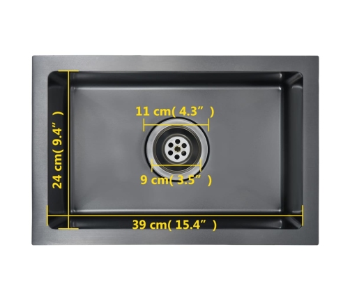 vidaXL virtuves izlietne, nerūsējošs tērauds, melna