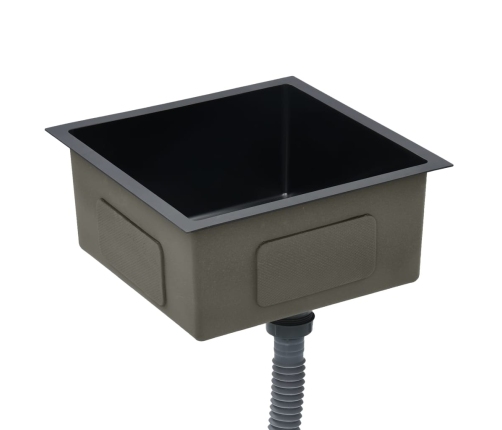 vidaXL virtuves izlietne, nerūsējošs tērauds, melna