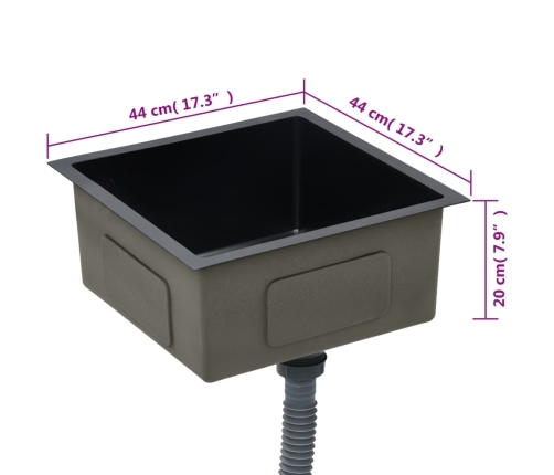 vidaXL virtuves izlietne, nerūsējošs tērauds, melna