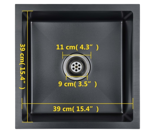 vidaXL virtuves izlietne, nerūsējošs tērauds, melna