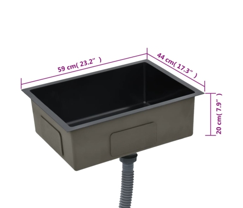 vidaXL virtuves izlietne, nerūsējošs tērauds, melna