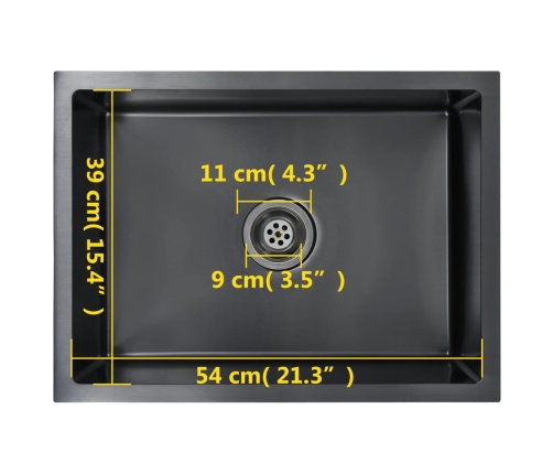 vidaXL virtuves izlietne, nerūsējošs tērauds, melna