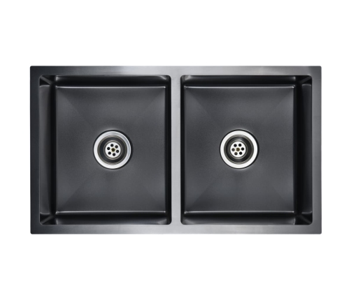 vidaXL virtuves izlietne, nerūsējošs tērauds, melna