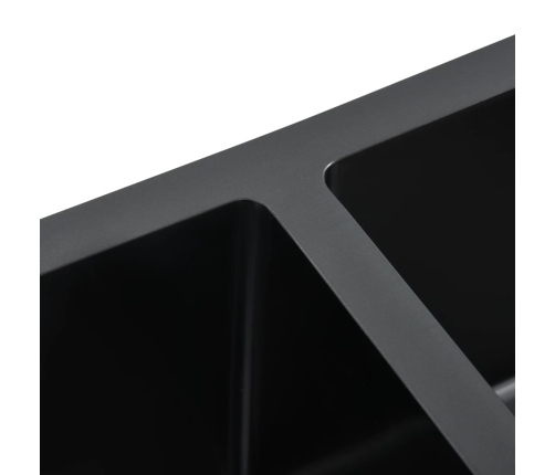 vidaXL virtuves izlietne, nerūsējošs tērauds, melna