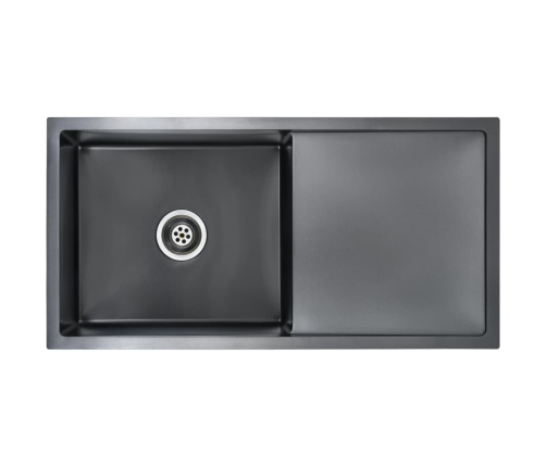 vidaXL virtuves izlietne, nerūsējošs tērauds, melna