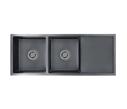 vidaXL virtuves izlietne, nerūsējošs tērauds, melna