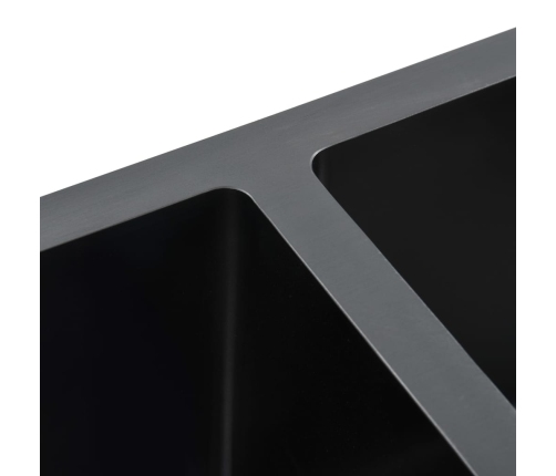 vidaXL virtuves izlietne, nerūsējošs tērauds, melna