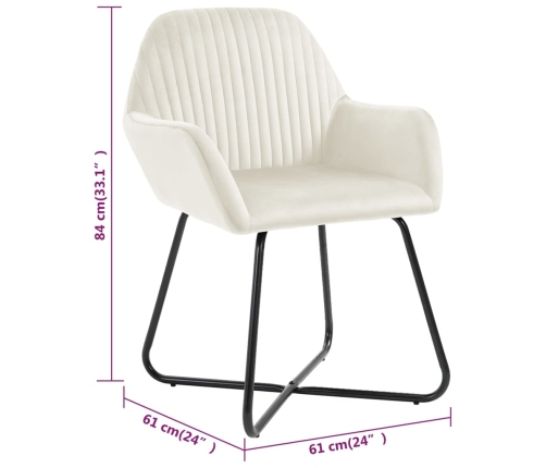 vidaXL virtuves krēsli, 2 gab., krēmkrāsas samts