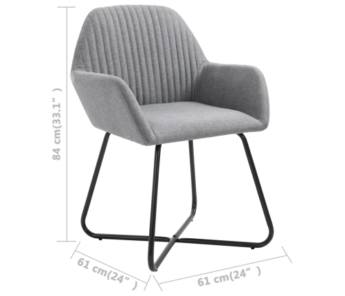 vidaXL virtuves krēsli, 2 gab., gaiši pelēks audums