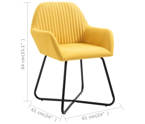 vidaXL virtuves krēsli, 2 gab., dzeltens audums