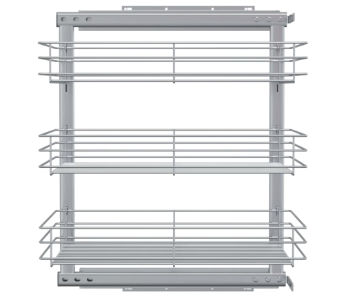 vidaXL izvelkami virtuves grozi, 3 līmeņi, sudrabaini, 47x35x56 cm