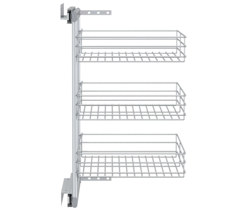 vidaXL izvelkami virtuves grozi, 3 līmeņi, sudrabaini, 47x35x56 cm