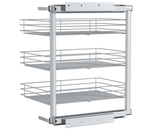 vidaXL izvelkami virtuves grozi, 3 līmeņi, sudrabaini, 47x35x56 cm