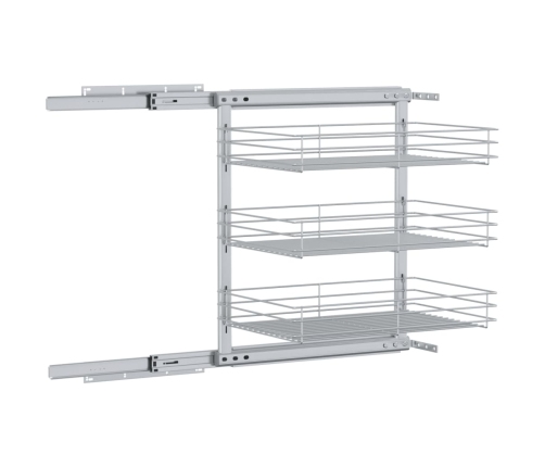 vidaXL izvelkami virtuves grozi, 3 līmeņi, sudrabaini, 47x35x56 cm