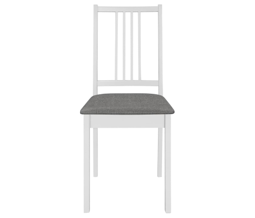 vidaXL virtuves krēsli ar matračiem, 6 gab., balts masīvkoks