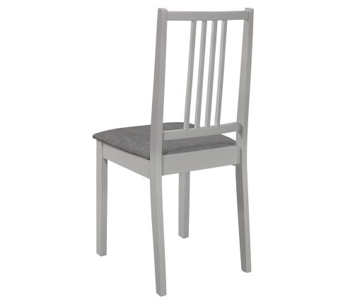 vidaXL virtuves krēsli ar matračiem, 6 gab., pelēks masīvkoks