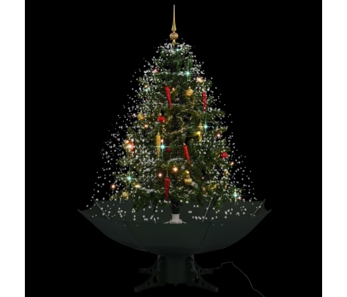 vidaXL mākslīgā Ziemassvētku egle ar sniegu un pamatni, zaļa, 140 cm