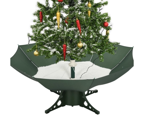 vidaXL mākslīgā Ziemassvētku egle ar sniegu un pamatni, zaļa, 140 cm