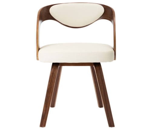 vidaXL virtuves krēsli, 2 gab., liekts koks un mākslīgā āda, krēmkrāsā