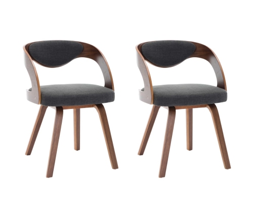 vidaXL virtuves krēsli, 4 gab., izliekts koks un audums, tumši pelēki