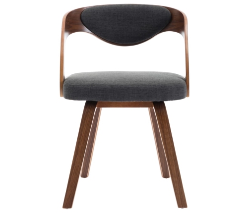 vidaXL virtuves krēsli, 4 gab., izliekts koks un audums, tumši pelēki