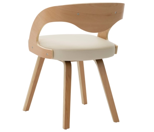 vidaXL virtuves krēsli, 2 gab., liekts koks un mākslīgā āda, krēmkrāsā