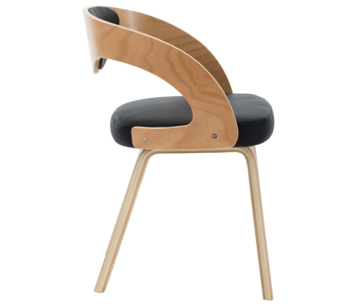 vidaXL virtuves krēsli, 2 gab., liekts koks un melna mākslīgā āda