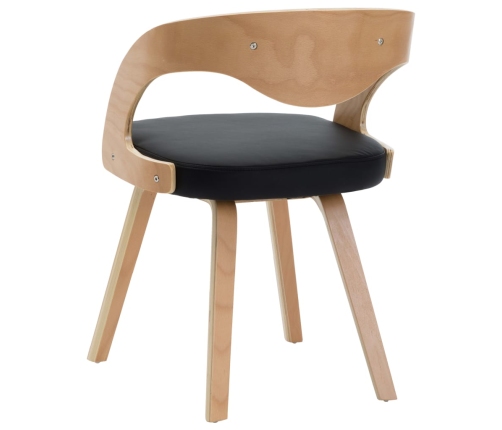 vidaXL virtuves krēsli, 2 gab., liekts koks un melna mākslīgā āda