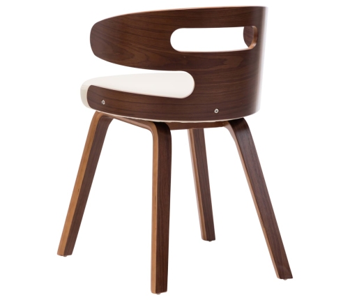 vidaXL virtuves krēsli, 2 gab., liekts koks un mākslīgā āda, krēmkrāsā