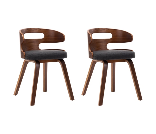 vidaXL virtuves krēsli, 4 gab., izliekts koks un audums, tumši pelēki