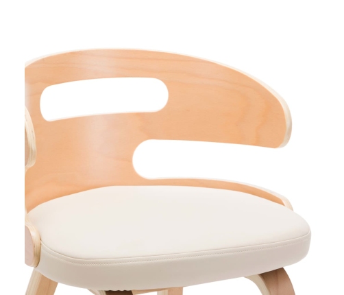 vidaXL virtuves krēsli, 2 gab., liekts koks un mākslīgā āda, krēmkrāsā