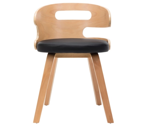 vidaXL virtuves krēsli, 2 gab., liekts koks un melna mākslīgā āda